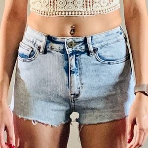 Denim Light Wash Super High Rise Shorts